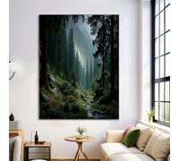 Quadro Artistico Natura Paesaggio su Tela, Arcobaleno Foresta Immagine della Stanza Stampa Art Poster Decorazione Murale, Per Home Ristorante, 40x50cm Senza Cornice