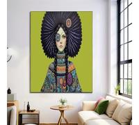 Quadro Artistico Popolo Arte su Tela, Tribù Abbigliamento Donne Immagine della Stanza Stampa Art Poster Decorazione Murale, Per Home Ristorante, 40x50cm Senza Cornice