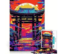 Quadro astratto con cancello, puzzle per adolescenti, 1000 pezzi, rafforza la memoria, momento di pace, bordo di qualità, regalo classico (38x26cm)