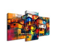 Quadro astratto moderno colorato - Decorazione murale trittico - Stampa su tela urbana - Quadro da parete 3 pezzi con cornice, tela contemporanea - decorazione alla moda (60 x 40 cm +2 x 40 x 30 cm)