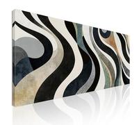 Quadro astratto moderno grande, quadro xxl Composizione Fluida di Forme e Colori intelaiato pronto da appendere absh6-150x70 cm