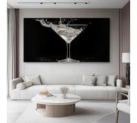 Quadro Bicchiere da vino minimalista con spruzzi d'acqua da Parete, Senza Cornice Nero trasparente Quadri moderni soggiorno da Parete Stampa su tela Canvas Decorazione 50L x35l cm