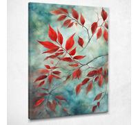 Quadro Botanico Moderno Eleganza Botanica Rami Rossi Su Sfondo Sfumato , btn14 q