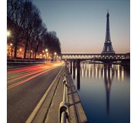 QUADRO CITTA PARIGI SU VETRO TEMPERATO 50x50CM TOUR EIFFEL PARIGI NOTTE LUCI