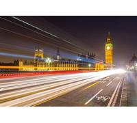 Quadro composito di alluminio 50 x 30 cm: London Big Ben e traffico sul ponte Westminster in una bella notte d'estate, Londra, Inghilterra, Regno Unito (193002235)