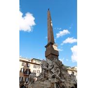 Quadro composito di alluminio 90 x 70 cm: vista soleggiata di Piazza Navona con la fontana dei Quattro Fiumi (italiano: Fontana dei Quattro Fiumi) con Ob(143979702)