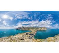 Quadro composito in alluminio 110 x 60 cm: bellissimo paesaggio marino, panorama dal Capo Kapchik al sentiero della Galitsina e la baia blu del Mar Nero.