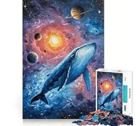 Quadro con balena nello spazio Puzzle da 1000 pezzi Gioco di concentrazione Artigianato di precisione Hobby affascinante per i momenti di svago (38x52cm)