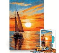 Quadro con barca a vela al tramonto, puzzle da 1000 pezzi per adulti e ragazzi, gioco di logica, casa, divertimento, taglio di qualità, regalo classico (38x52cm)