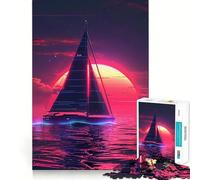 Quadro con barca a vela al tramonto - Puzzle da 1000 pezzi per ragazzi - Gioco di puzzle per stimolare la creatività e il divertimento - Oggetto da collezione con tagli netti (38x26cm)