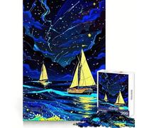 Quadro con barche a vela sotto un cielo stellato, puzzle da 1000 pezzi per ragazzi, gioco di logica, divertimento al chiuso, bordo premium, regalo memorabile (38x52cm)