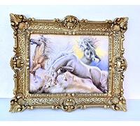 Quadro con cornice barocco 56 x 46 cm, quadro con immagine di cavalli selvatici