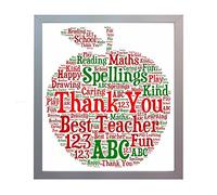 Quadro con cornice con scritta "Thank You Teacher", formato A4, portafoto con scritta, ideale come regalo
