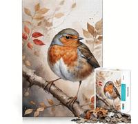 Quadro con dipinto ad acquerello di un pettirosso, puzzle da 1000 pezzi per ragazzi, gioco intelligente di gruppo, immagine da assemblare, decorazione murale (38x52cm)