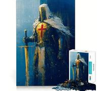 Quadro con dipinto di un cavaliere templare, puzzle da 1000 pezzi per ragazzi, gioco di logica, semplice e divertente, taglio preciso, Babbo Natale, scegli il tuo desiderio 38x52cm