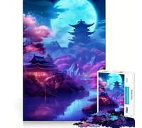 Quadro con dipinto giapponese al neon, puzzle da 1000 pezzi per adolescenti, ideale per stimolare la memoria, favorire la serenità, tagli precisi ed eleganti, regalo (50x75cm)