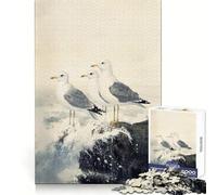 Quadro con gabbiani su una costa rocciosa, puzzle da 1000 pezzi per adolescenti, rompicapo, gioco rilassante, taglio premium, regalo di Natale (50x75cm)