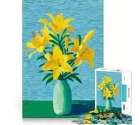 Quadro con gigli gialli in vaso - Puzzle per adulti da 1000 pezzi - Gioco stimolante per la mente - Qualità premium - Taglio laser - Attività rilassante di gruppo al chiuso (50x75cm)
