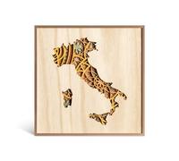 Quadro con Italia in Legno con Disegno Mandala - Quadro da Parete in Legno intagliato a Laser 7 Livelli e Decorato con Polvere Acrilica - Decoro 25 x 25 cm con la Forma della Nazione Italiana (Italia)