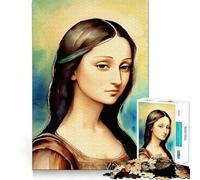 Quadro con la Monna Lisa ad acquerello,puzzle da 1000 pezzi per adulti,divertente gioco mentale con tecnologia di taglio laser avanzata,sfida divertente per passare il tempo (50x75cm)
