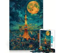 Quadro con la Torre di Tokyo Giappone puzzle da 1000 pezzi per adolescenti gioco stimolante per il pensiero creativo semplice e divertente con incastri precisi Babbo Natale desiderio scegli 38x26cm