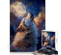 Quadro con lupo che ulula alla luna, puzzle da 1000 pezzi per ragazzi, stimola la logica, ideale per il tempo libero, con taglio preciso e come regalo speciale (50x75cm)
