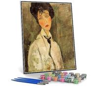 Quadro con numeri per adulti Ritratto di donna in cravatta nera dipinto di Amedeo Modigliani Kit da dipingere per numero su tela per principianti