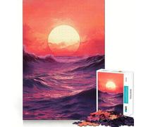 Quadro con onde dell'oceano al tramonto - Puzzle da 1000 pezzi per ragazzi - Puzzle di memoria - Leggero e rilassante - Assemblaggio (38x52cm)