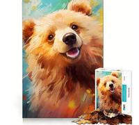 Quadro con orso sorridente per adulti, puzzle da 1000 pezzi, gioco per esercitare la mente, svago delicato, design da assemblare, regalo stagionale 50x75cm