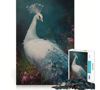 Quadro con pavone bianco,puzzle da 1000 pezzi per adolescenti,gioco di concentrazione mentale,bordi lisci e tagliati con precisione,ideale come regalo di Natale (38x52cm)