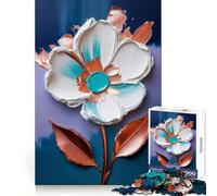 Quadro con tecnica a impasto floreale turchese e rame - Pittura a spatola con texture per puzzle da 1000 pezzi per adulti esercizio mentale dolce coinvolgimento vestibilità perfetta accogliente regalo