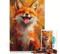 Quadro con volpe sorridente e felice, puzzle da 1000 pezzi per adolescenti, gioco per esercizi mentali, relax mentale, design, assemblaggio, lista dei desideri di Babbo Natale 38x26cm
