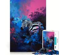 Quadro con zebra dai colori vivaci in una giungla colorata,puzzle da 1000 pezzi per ragazzi,gioco di concentrazione mentale,bordi lisci e tagliati con precisione,perfetto come regalo di Natale