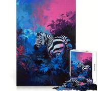 Quadro con zebra dai colori vivaci nella giungla - Puzzle da 1000 pezzi - Sfida mentale - Rilassante e confortevole - Taglio preciso - Regalo perfetto (38x52cm)