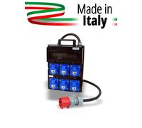 QUADRO CORRENTE POWERBOX POLICARBONATO PRESSACAVO METALLO SPIE RETE DA SPINA 32A MASCHIO 5P A 6 PRESE CEE 16A 2P+T FEMMINA