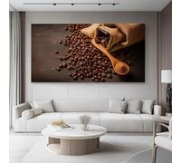 Quadro Cucchiaio per chicchi di caffè realistico da Parete, Senza Cornice Marrone Quadri moderni soggiorno da Parete Stampa su tela Canvas Decorazione Murale muro Arredo Salone 80L x40l cm