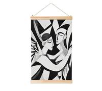Quadro da appendere in lino, motivo: due angeli con ali, decorazione da parete in lino, opera d'arte moderna, 40 x 60 cm