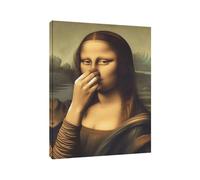 Quadro da bagno "Monna Lisa", quadro da parete e poster "Monna Lisa Meme", dipinto da bagno con il naso tappato, divertente parodia umoristica decorazione senza cornice (Pinching the nose, 30*40)
