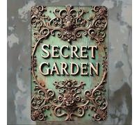Quadro da parete 2D - Targa metallica "Secret Garden", segno metallico vintage con design floreale intricato, ideale per casa, camera da letto, caffetteria, fattoria, decorazione da giardino, decorazi