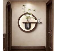 Quadro Da Parete 3D Senza Cornice In Arenaria Con Luci, Decorazione Da Parete A LED Con Vaso In Vetro E Pianta Verde Artificiale, Dipinto Da Appendere Alla Parete(B,75 * 60cm)