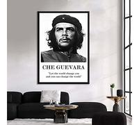 Quadro da parete 60x80cm Ritratto in bianco e nero senza cornice di citazioni di Che Guevara stampato su tela. Immagine di arte della parete della tela del soggiorno
