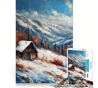 Quadro da parete "Casetta invernale tra montagne innevate" per adulti,puzzle da 1000 pezzi,gioco di concentrazione mentale,qualità premium,taglio laser,divertimento serale per tutta la famiglia