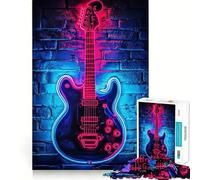 Quadro da parete con chitarra al neon, puzzle per adolescenti da 1000 pezzi, gioco intelligente e rilassante, assemblaggio, regalo perfetto (50x75cm)