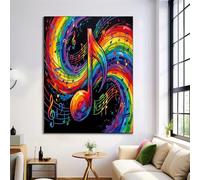 Quadro Da Parete Con Dipinto Nota Musicale Arcobaleno, Quadr Poster Da Parete Vortex Astratto Multicolore, Stampe Su Tela Decorazione Moderna Per Soggiorno Camera Da Letto, 60X80Cm, Senza Cornice