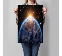 Quadro Da Parete Con Paesaggio 3D Della Terra Universo,Quadr Poster Da Parete Via Lattea Realistica Giallo Blu,Stampe Su Tela Decorazione Moderna Per Soggiorno Camera Da Letto,50X70Cm,Senza Cornice