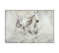 Quadro da parete, quadro con cornice CAVALLI IN CORSA 120x80x1,6 cm orizzontale pannello in legno colore marrone disegnato su tela a rilievo
