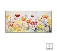 Quadro da parete, quadro con cornice GIOIA FLOREALE 150x70x1,6 cm Orizzontale pannello in legno disegnato su tela a mano multicolor