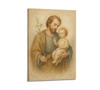 Quadro decorativo da parete su tela con San Giuseppe con Gesù con Gesù, decorazione moderna per camera da letto, 20 x 30 cm