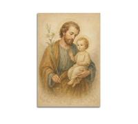 Quadro decorativo da parete su tela con San Giuseppe con Gesù con Gesù, decorazione moderna per la camera da letto, 30 x 45 cm