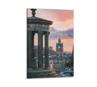 Quadro decorativo da parete su tela con torre dell'orologio, classico colonnato di Edimburgo, paesaggio cittadino, decorazione moderna per camera da letto, 20 x 30 cm